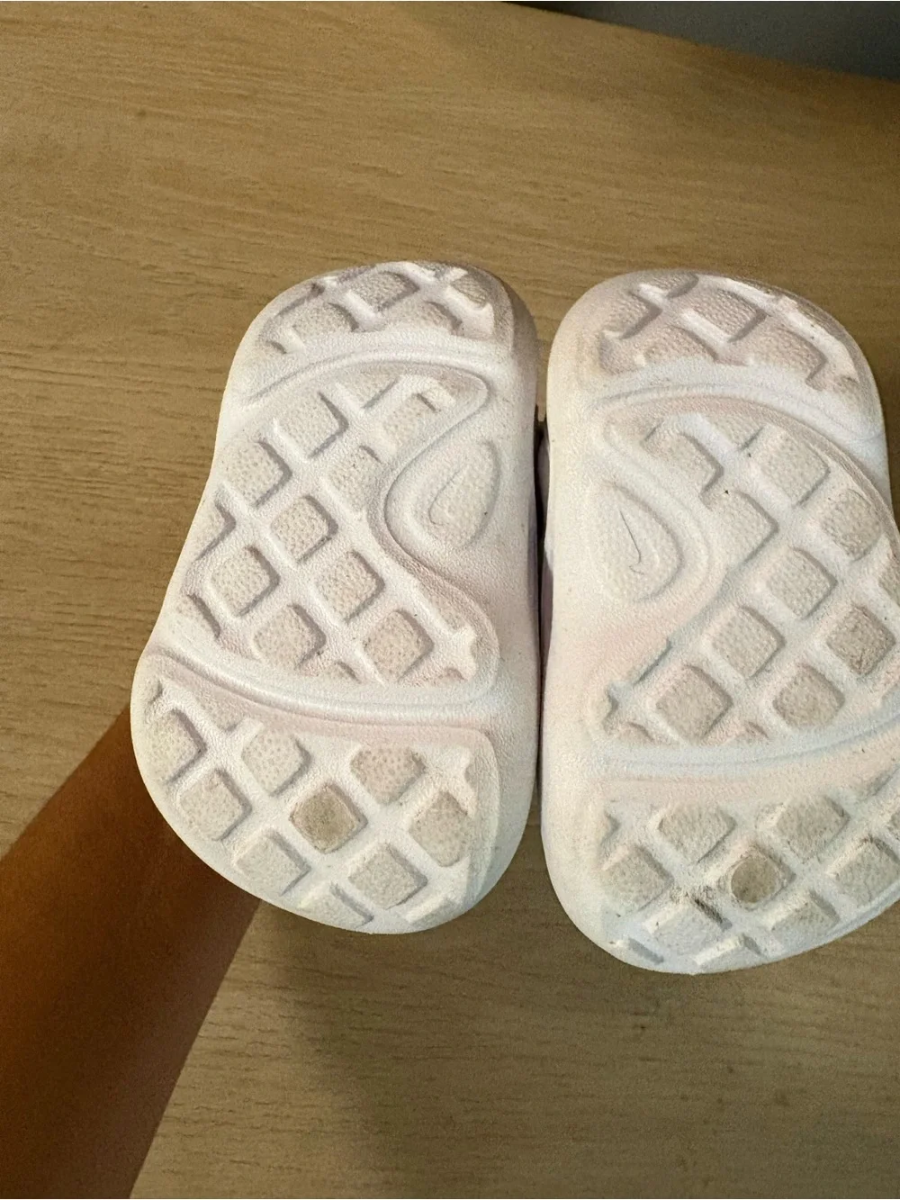 Nike toddler Aquaswoosh White Slip-On Sandals with Neon Yellow Swoosh Accent